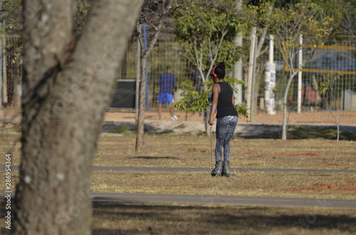 A beautiful view of people walking in Brasilia park, Brazil