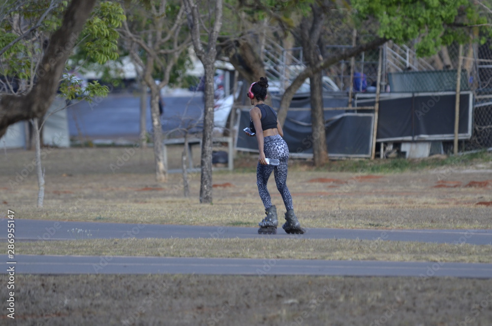 A beautiful view of people walking  in Brasilia park, Brazil