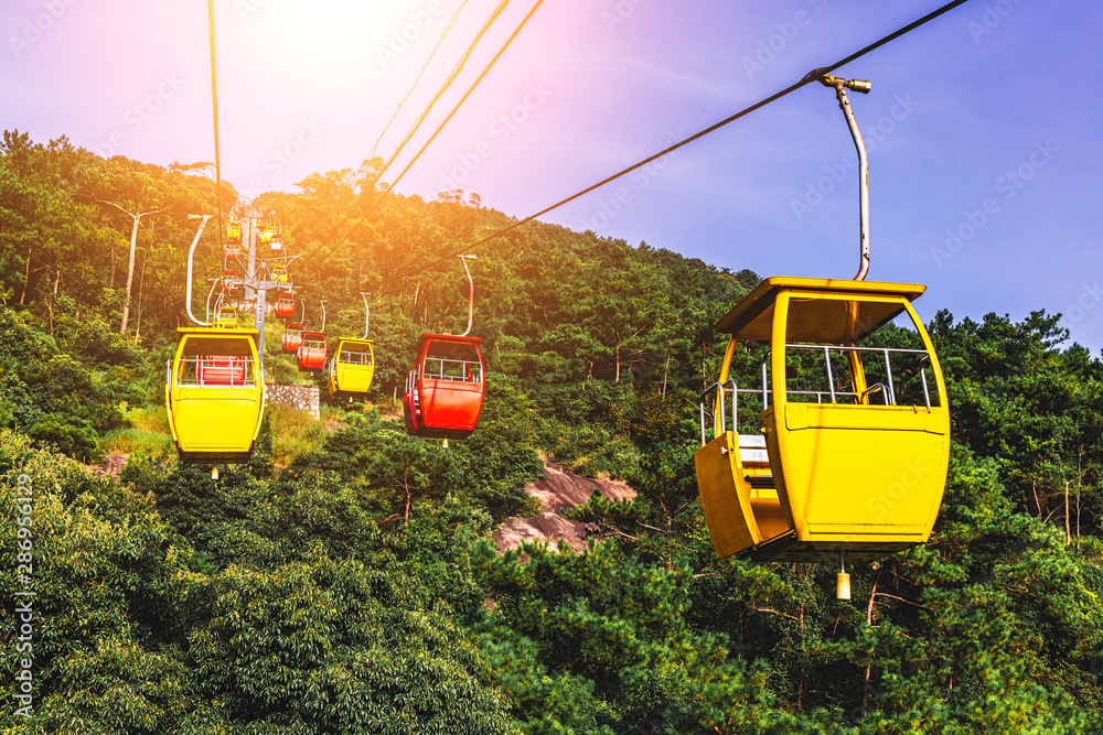 Overhead cable car on the hill