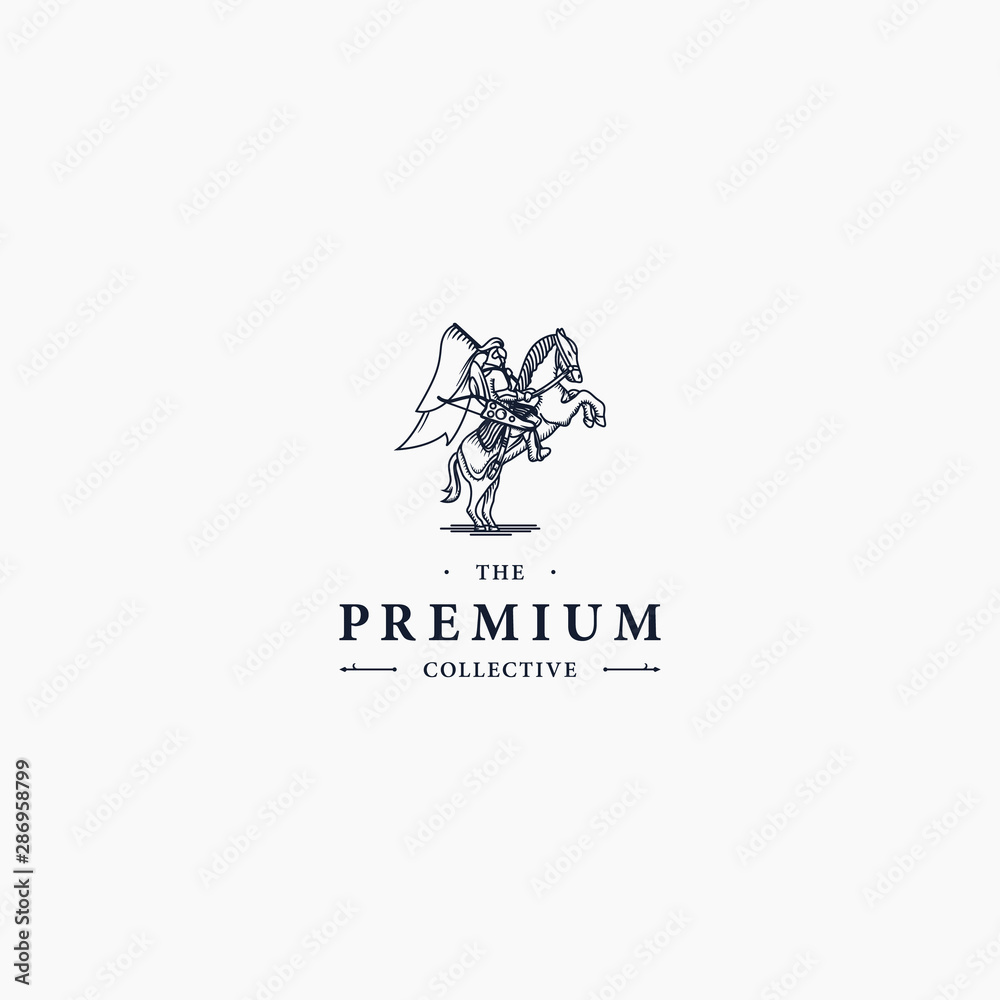 Classic luxury elegant royal warrior riding horse logo design-01
