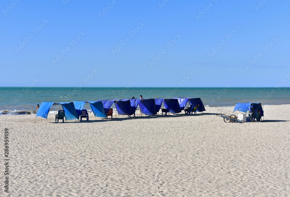 Beach chairs and umbrellas on the beach. Beach chairs and umbrellas on the beach.