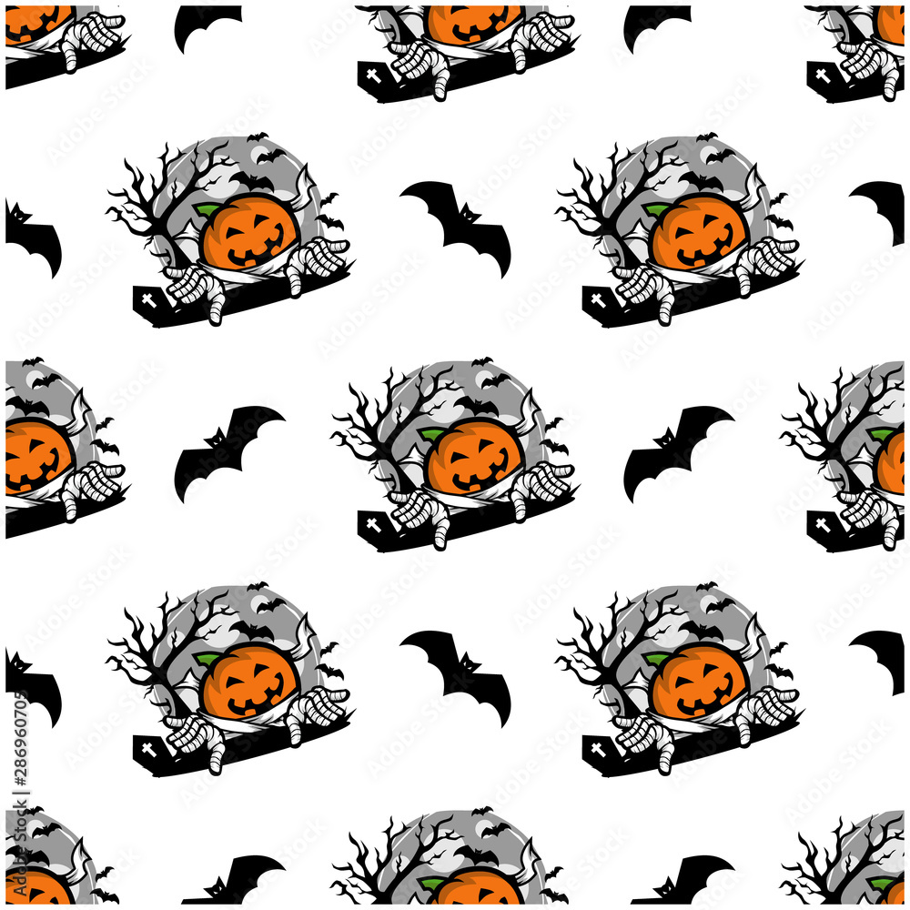 Halloween Pumpkin Seamless Pattern Vector