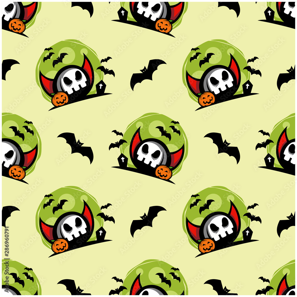 Halloween Skull Seamless Pattern Vcetor Halloween Skull Seamless Pattern Vcetor