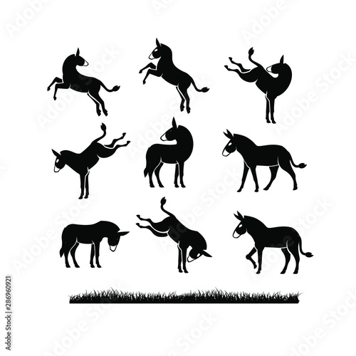 donkey set logo icon design vector illustration template