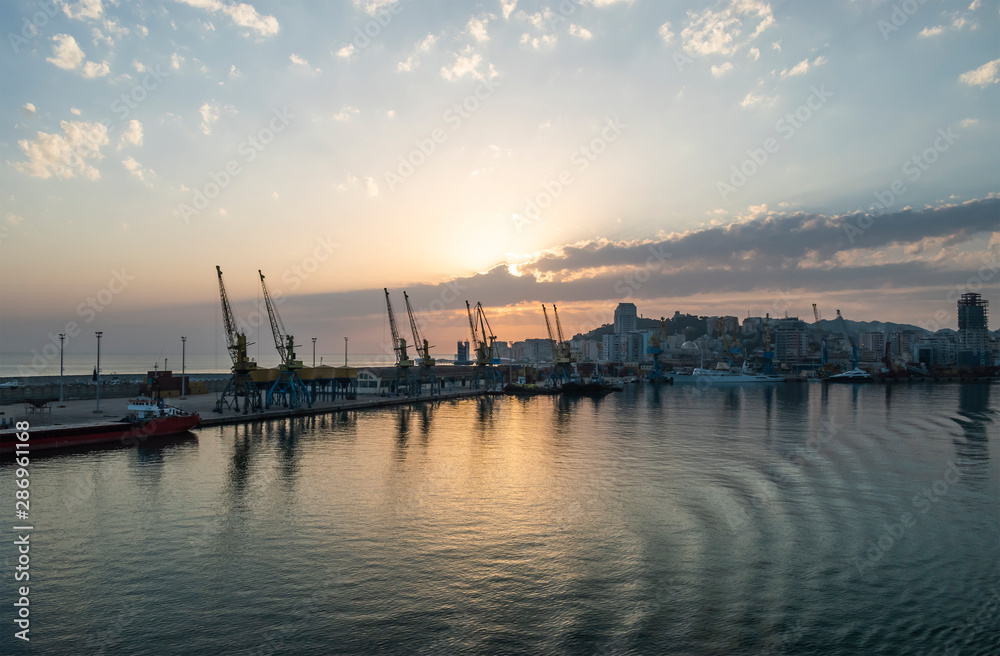 View of Durres port, Albania