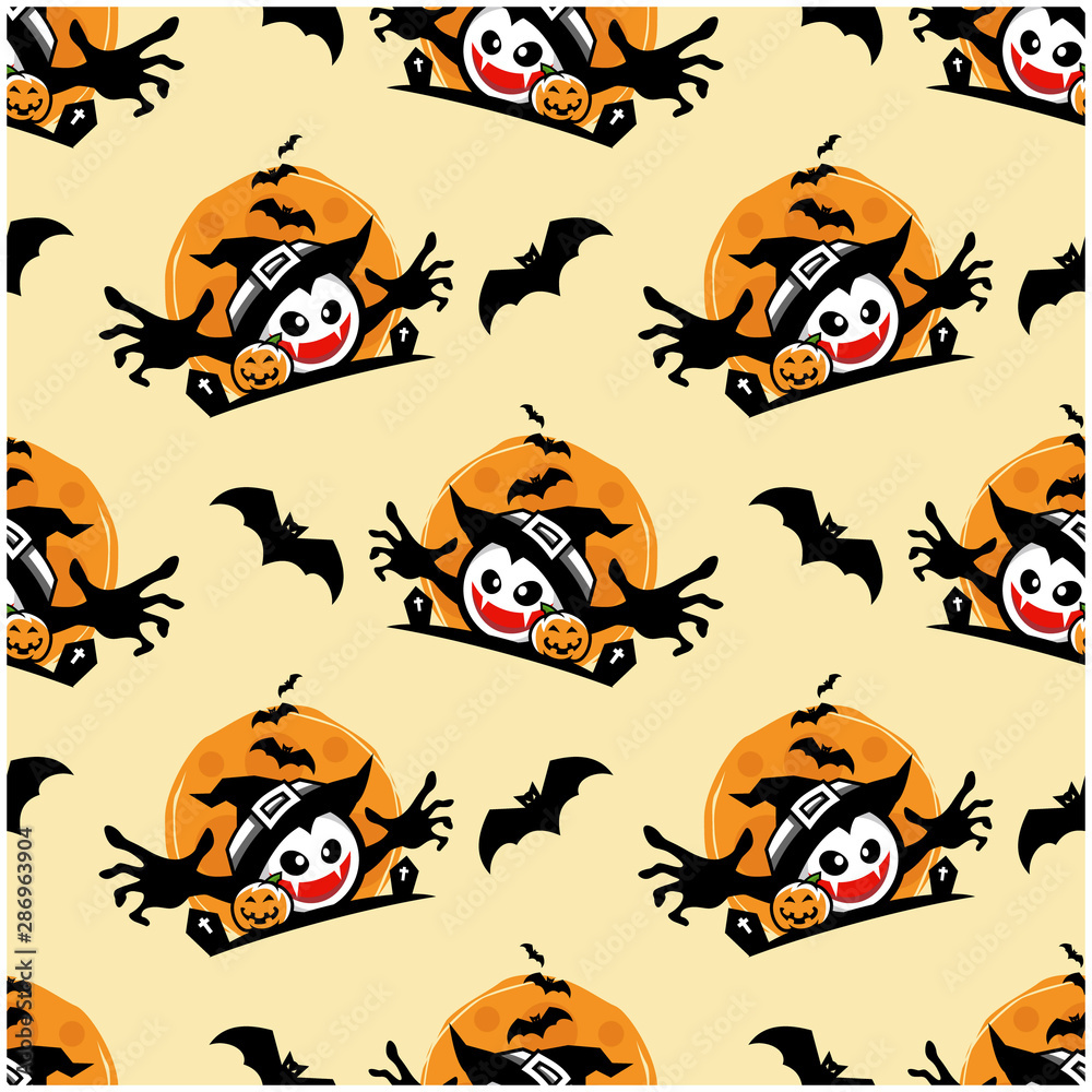 Fototapeta premium Seamless Pattern Halloween Theme Vector