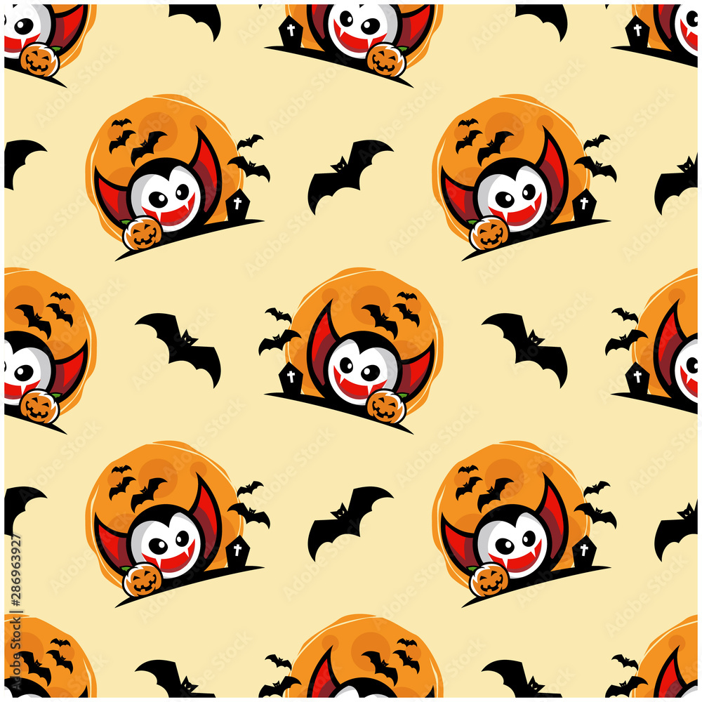 Naklejka premium Seamless Pattern Halloween Theme Vector