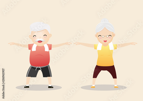 Elderly People Exercising Concept.