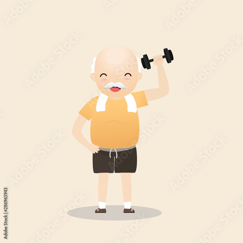 Elderly People Exercising Concept.