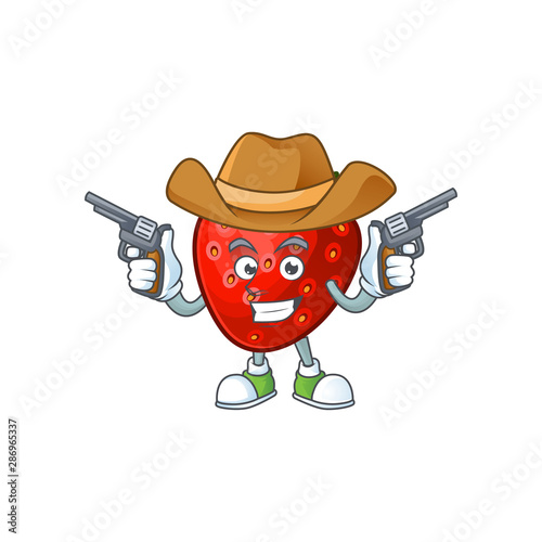 Cowboy red strawberry for design character mascot