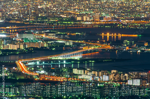六甲山から眺めた神戸の夜景