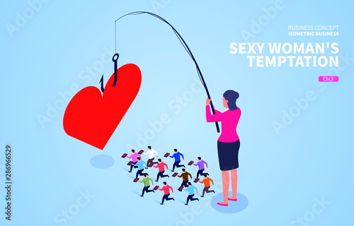 eautiful woman fishing a group of men