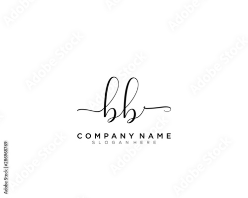 B B BB Initial handwriting logo vector