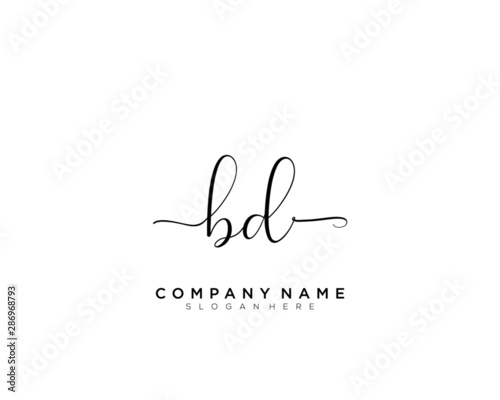 B D BD Initial handwriting logo vector photo