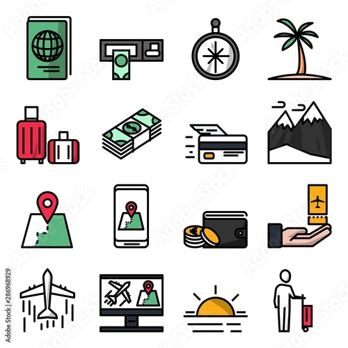 Travel and tourism line icons. Vacation Money and payment with editable stroke, vector illustration