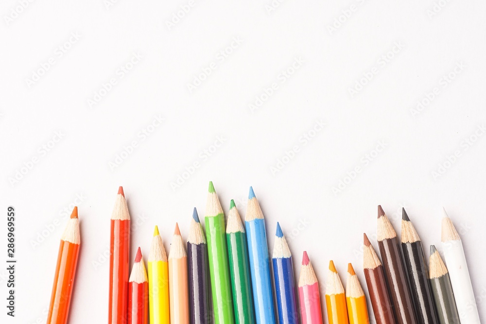 Colour pencils against white background Colour pencils against white background