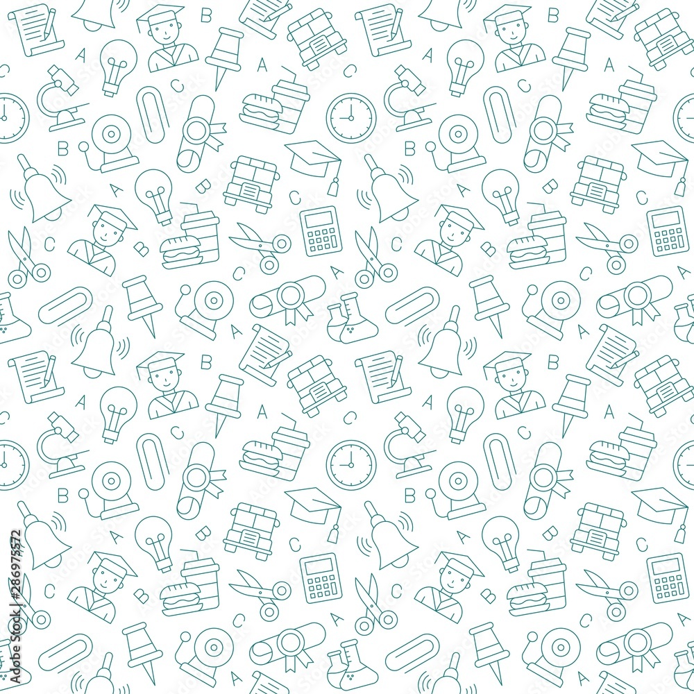 Back to school seamless pattern, vector illustration