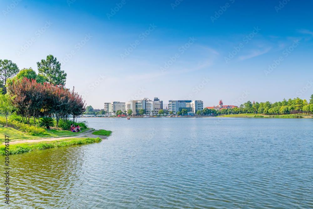 Beautiful scenery of Meilan Lake in Shanghai, China Beautiful scenery of Meilan Lake in Shanghai, China