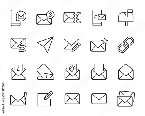 set of e-mail icons, mail, send, share, contact, news