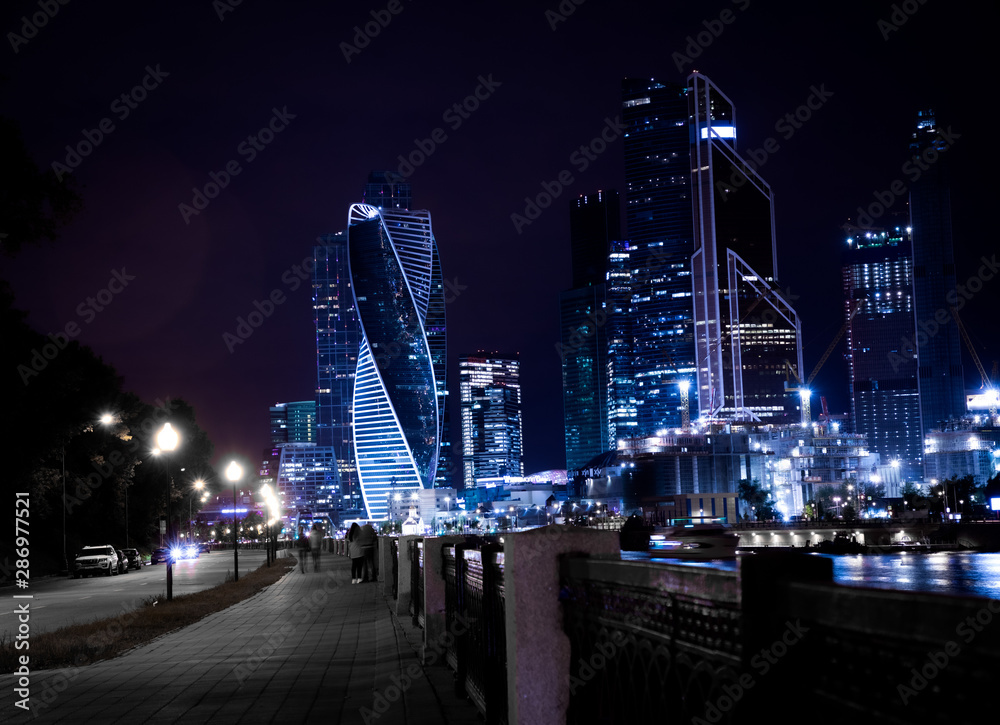 Moscowcity. Moscow night. Night in the city