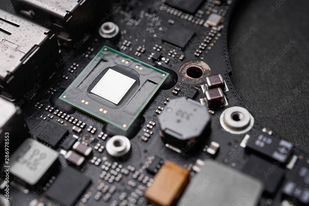 A black colour waterproof Printed Circuit Board with CPU, SMD & IC mounted part on board A black colour waterproof Printed Circuit Board with CPU, SMD & IC mounted part on board