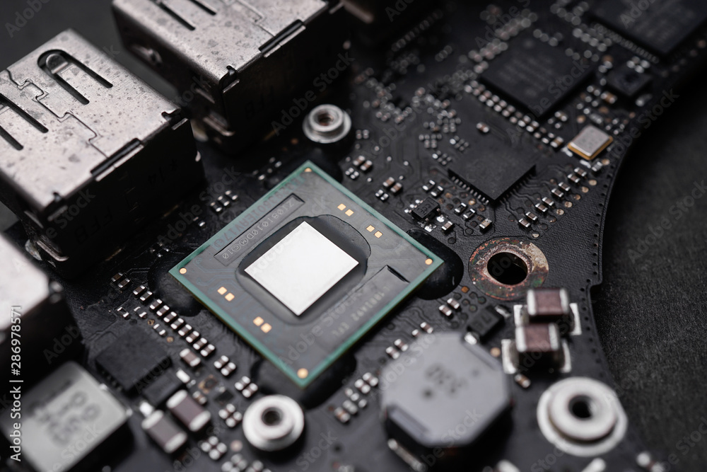 A black colour waterproof Printed Circuit Board with CPU, SMD & IC mounted part on board A black colour waterproof Printed Circuit Board with CPU, SMD & IC mounted part on board