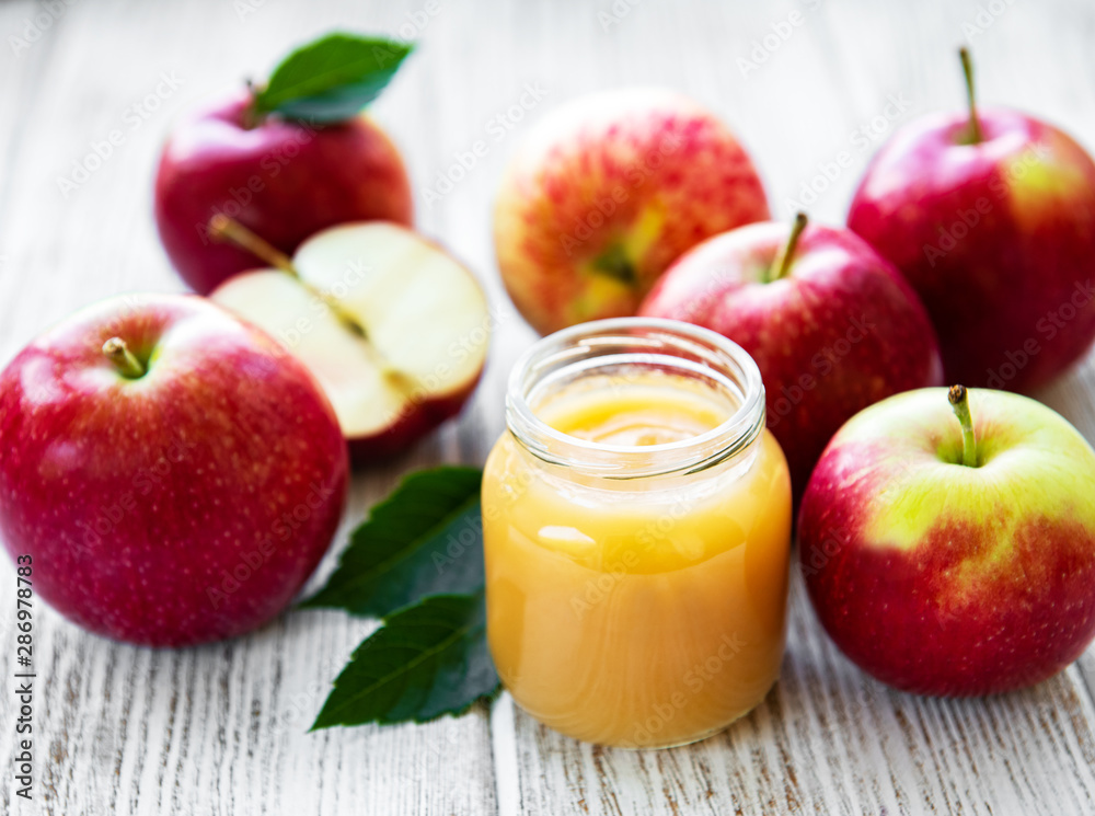 Applesauce in glass jar