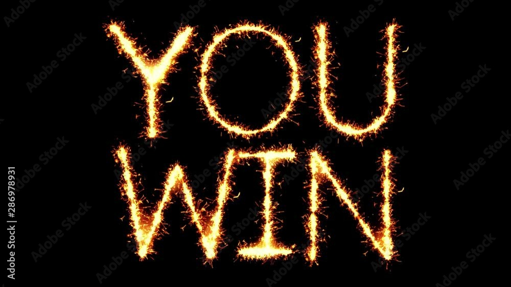 You Win Text Sparkler Writing With Glitter Sparks Particles Firework on Black 4K Loop Background. Greeting card, Invitation, Celebration, Party, Gift, Message, Wishes, Festival. You Win Text Sparkler Writing With Glitter Sparks Particles Firework on Black 4K Loop Background. Greeting card, Invitation, Celebration, Party, Gift, Message, Wishes, Festival.