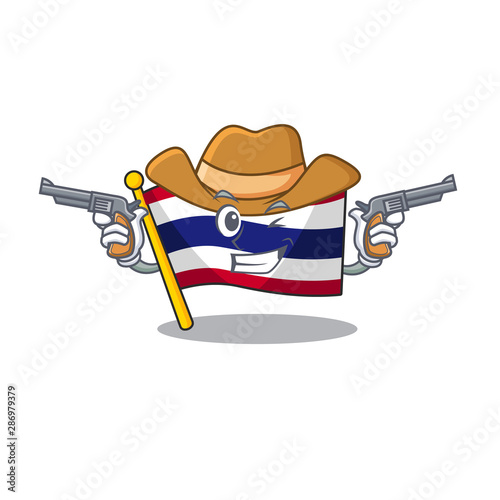 Cowboy flag thailand cartoon on shaped mascot
