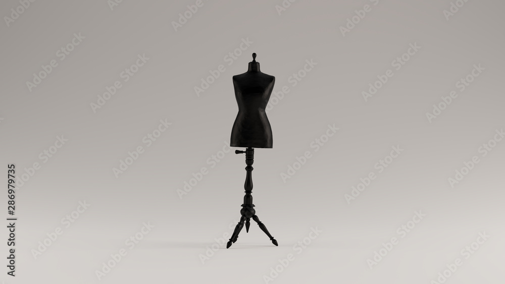 Αυτοκόλλητο Black Judy Dressmakers Dress Form  Mannequin Front View 3d illustration 3d rende