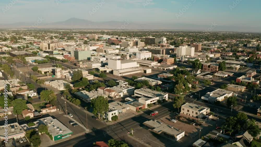 Aerial View Over The Desert Town of Bakersfield in Southern California Aerial View Over The Desert Town of Bakersfield in Southern California
