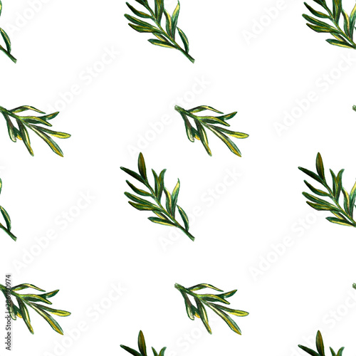 Onion  rosemary and garlic watercolor illustrations set seamless pattern. Autumn  fall  harvest. Background textile.