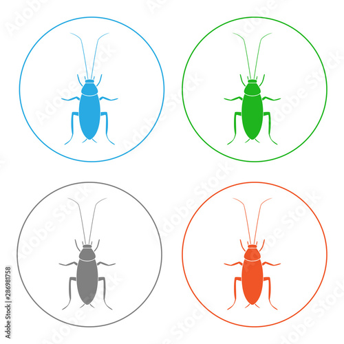 Cockroach icon set. Beetle symbols. Vector.
