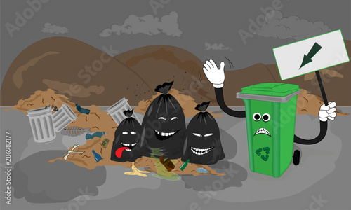 Scène avec des ordures sur les enjeux sociaux du recyclage