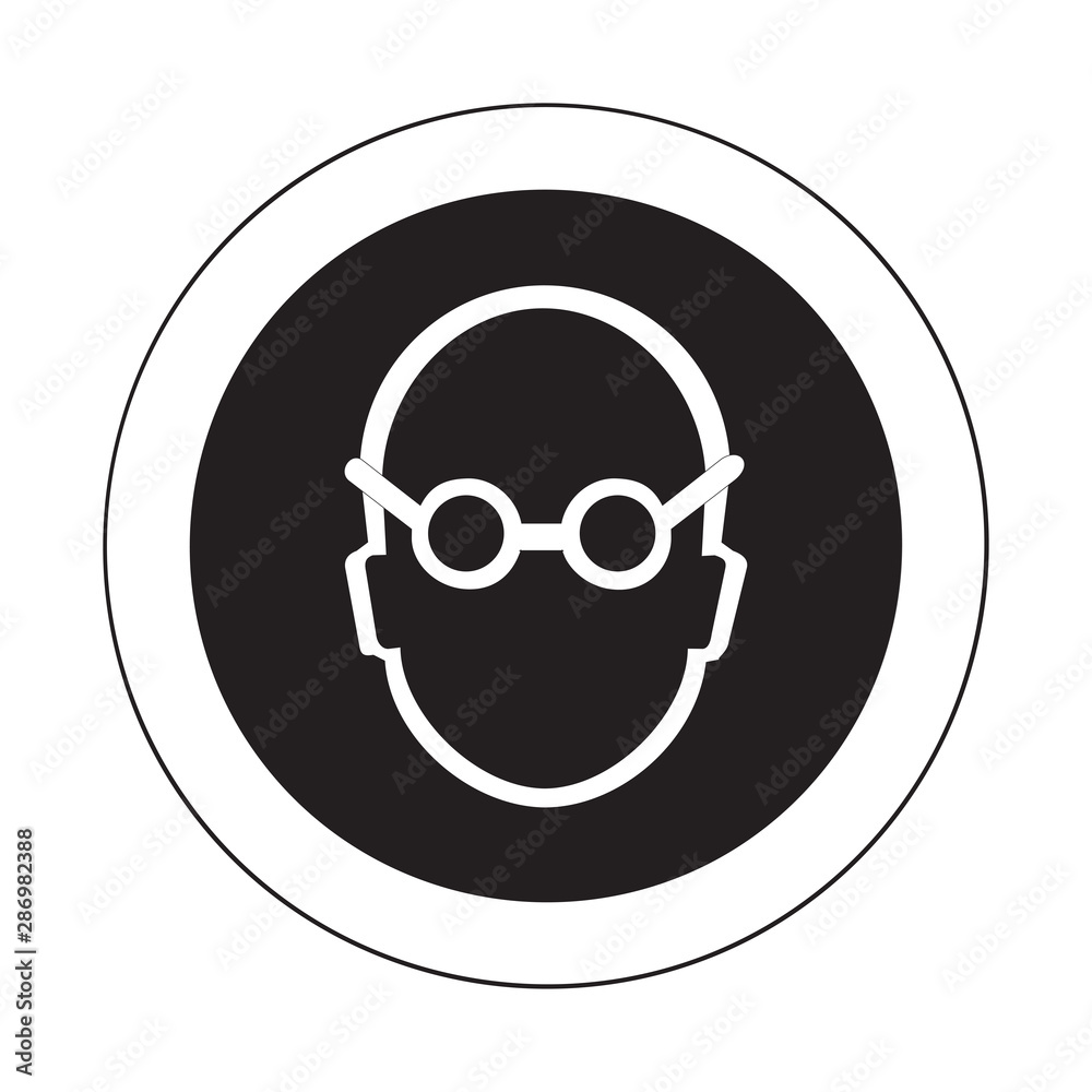 Mandatory action sign, eye protection must be worn Mandatory action sign, eye protection must be worn