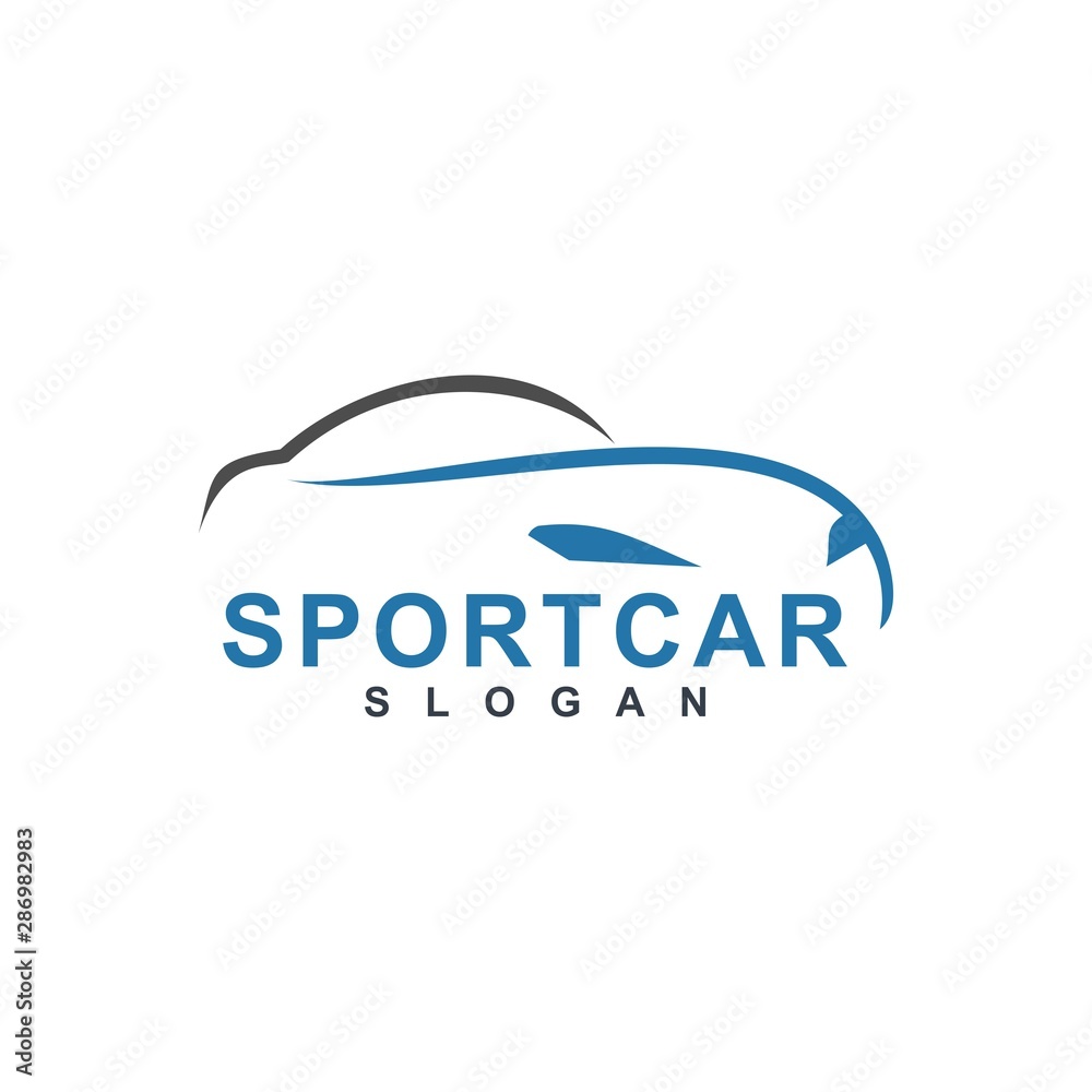 Auto style car logo design with concept sports vehicle icon silhouette