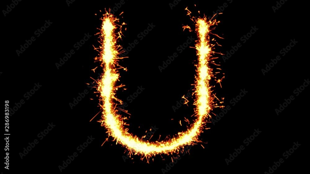 Alphabet U Text Sparkler Writing With Glitter Sparks Particles Firework on Black 4K Loop Background. letter , alphabet , typography , Typeface , Font , character . Alphabet U Text Sparkler Writing With Glitter Sparks Particles Firework on Black 4K Loop Background. letter , alphabet , typography , Typeface , Font , character .