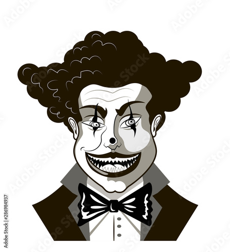 evil clown tattoo Isolated on white
