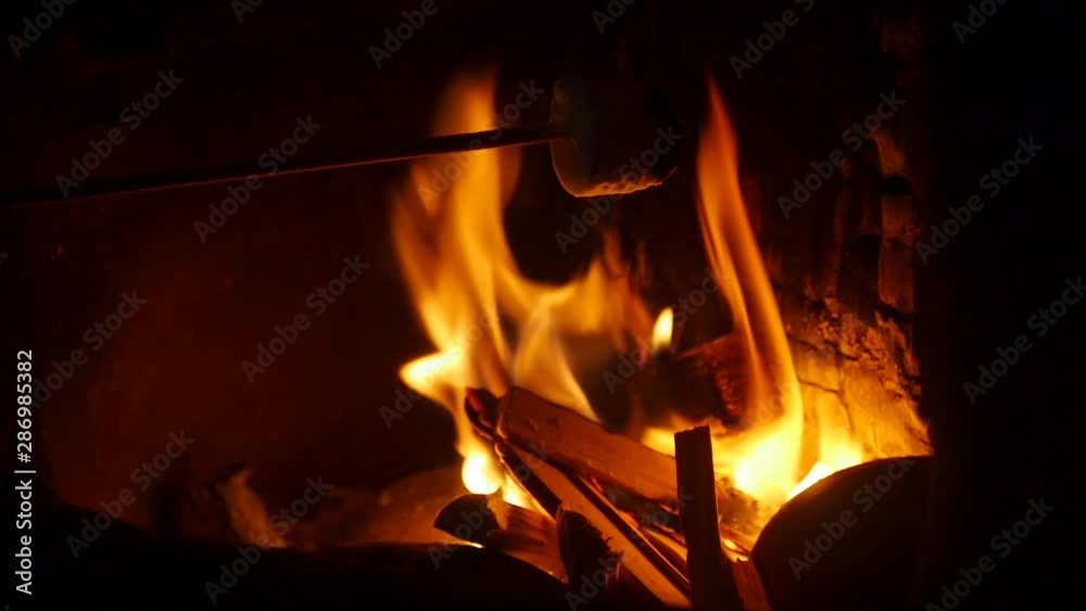 Cooking marshmallows on a fire in slow motion Cooking marshmallows on a fire in slow motion
