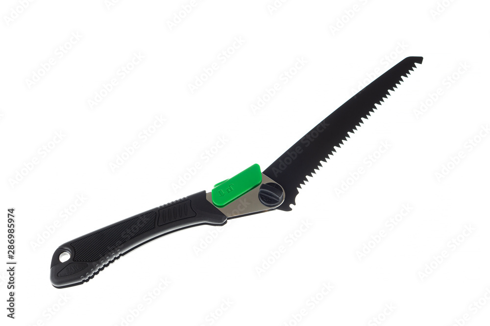 Folding handsaw with blade in special direction isolated on white Folding handsaw with blade in special direction isolated on white
