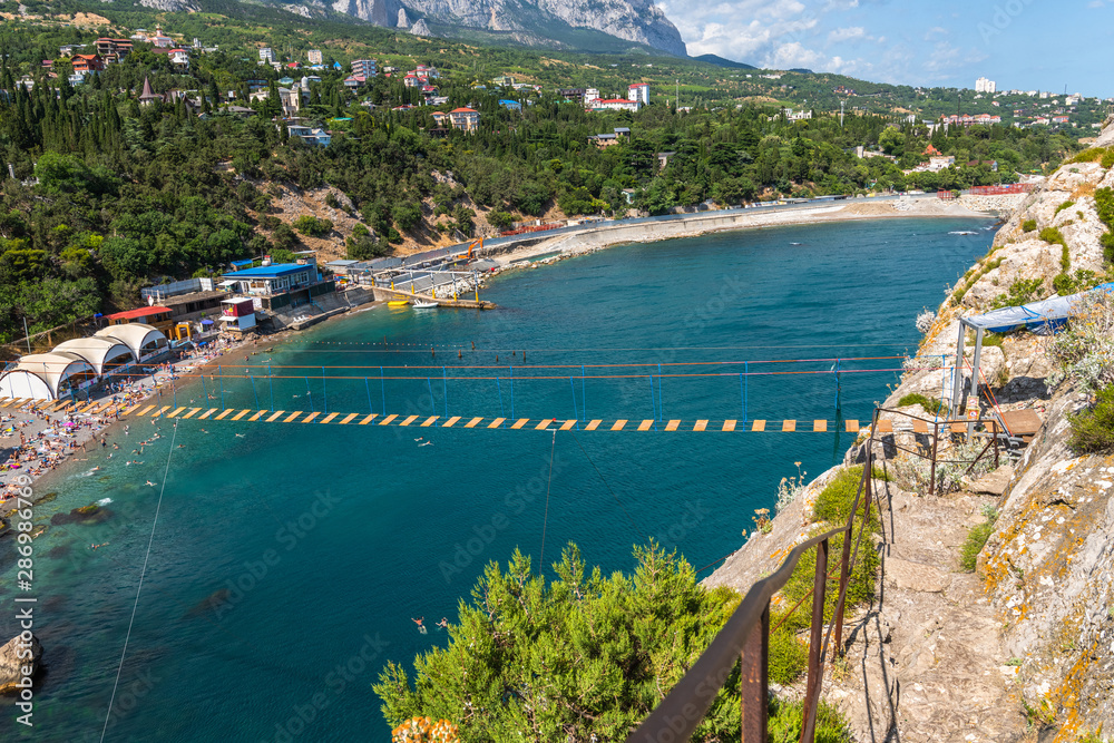 Naklejka premium View of the city of Simeiz from the cliff of Diva, Crimea