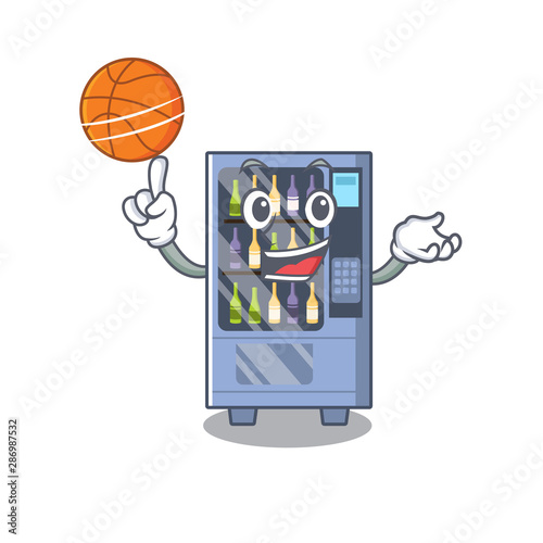 With basketball cartoon wine vending machine on character table