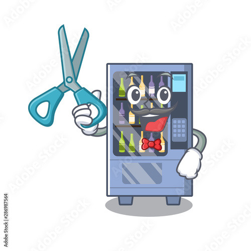 Barber cartoon wine vending machine on character table