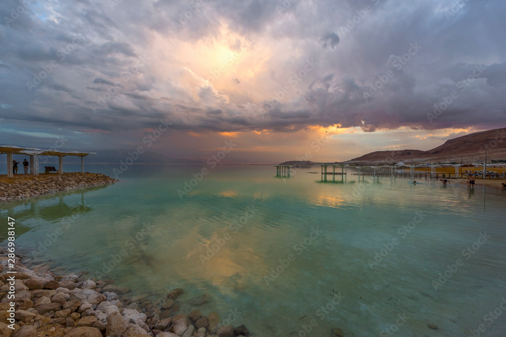 Fabulous sunset over the Dead Sea, israel