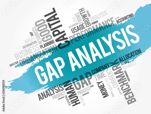 Gap Analysis word cloud collage, business concept background