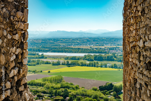 Vászonkép View over Rhone Valley from Rochemaure Castle