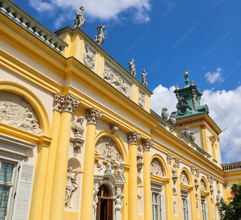 Royal Wilanow Palace in Warsaw. Residence of King John III Sobieski. Poland. August 2019