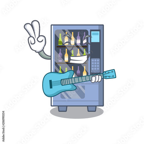 With guitar wine vending machine isolated with character