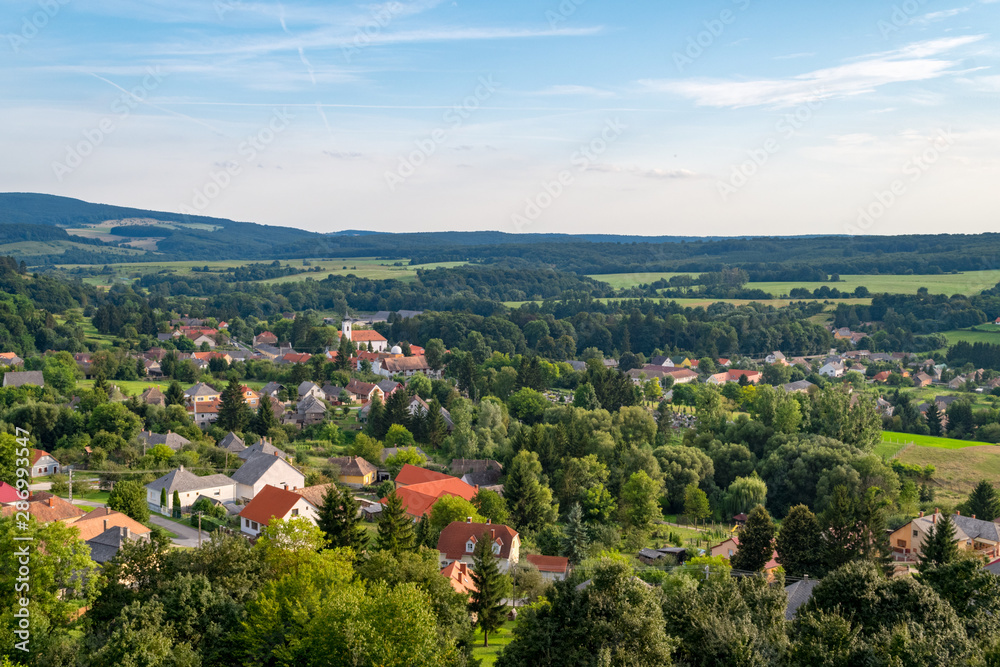 View of Bakonybel, a historic village in the Bakony Mountains in Veszprem county, Hungary