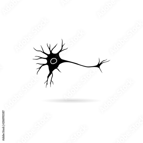 Flat icon silhouette neuron cell on white background photo